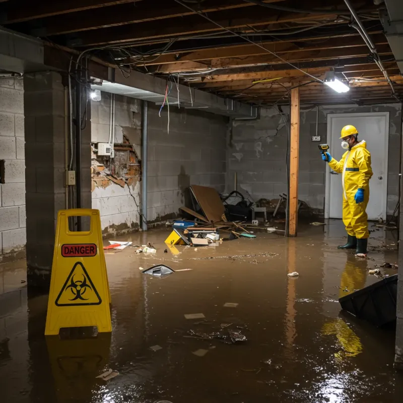 Flooded Basement Electrical Hazard in Elizabeth, WV Property